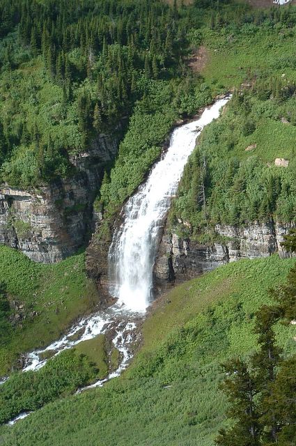 photo of waterfall on Going to the Sun Road