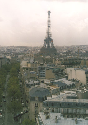 Photo from the top of the Arc de Triomphe with the Eifel Tower in the background