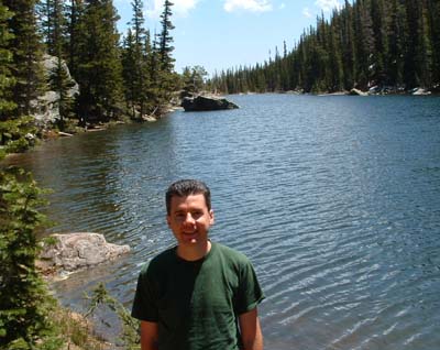 Photo of John Hunter in front of Dream Lake