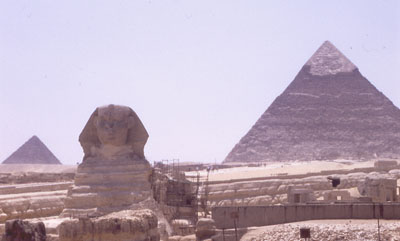 Photo of Sphinx with Pyamids in the background
