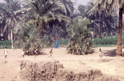 Photo of football game on the bank of the Nile