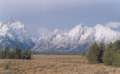 Photo of the Grand Teton peaks after the snow