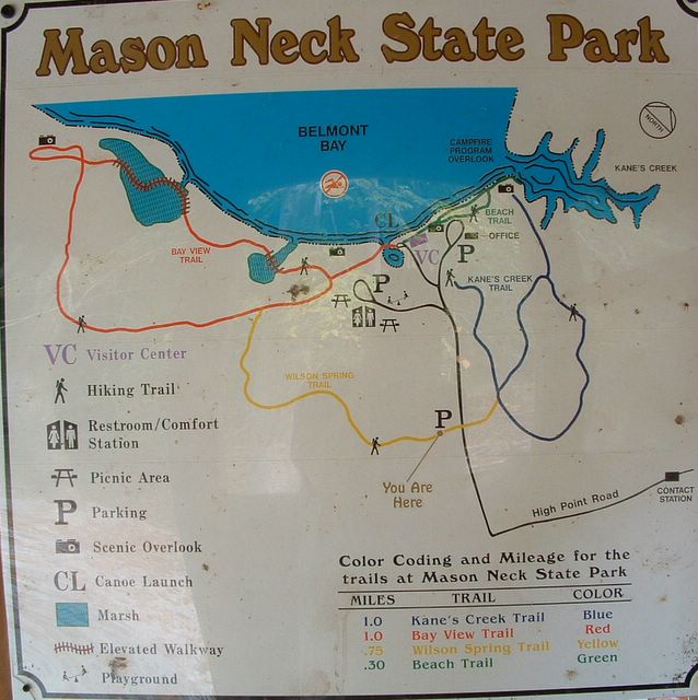 photo of sign showing the hiking trails in the park