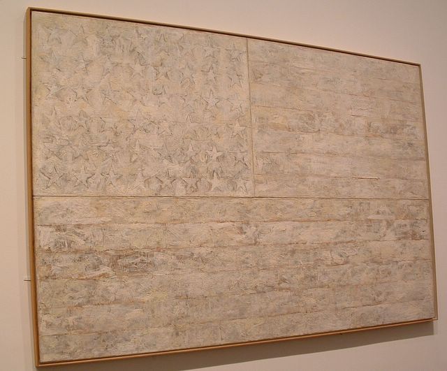 photo of Jasper Johns painting -White Flag- at the Metropolitan Museum of Art, NYC